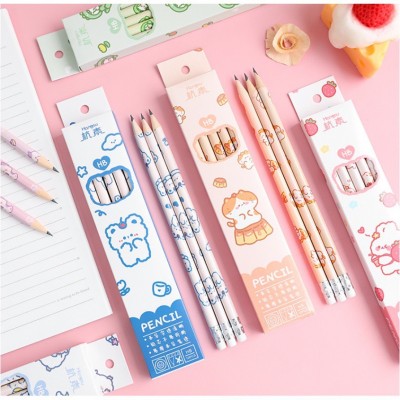 Hộp 10 bút chì HB RUIXIANG họa tiết dễ thương kèm cục tẩy cao su tiện dụng