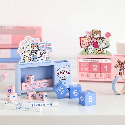 Lịch bàn bằng gỗ Kawaii