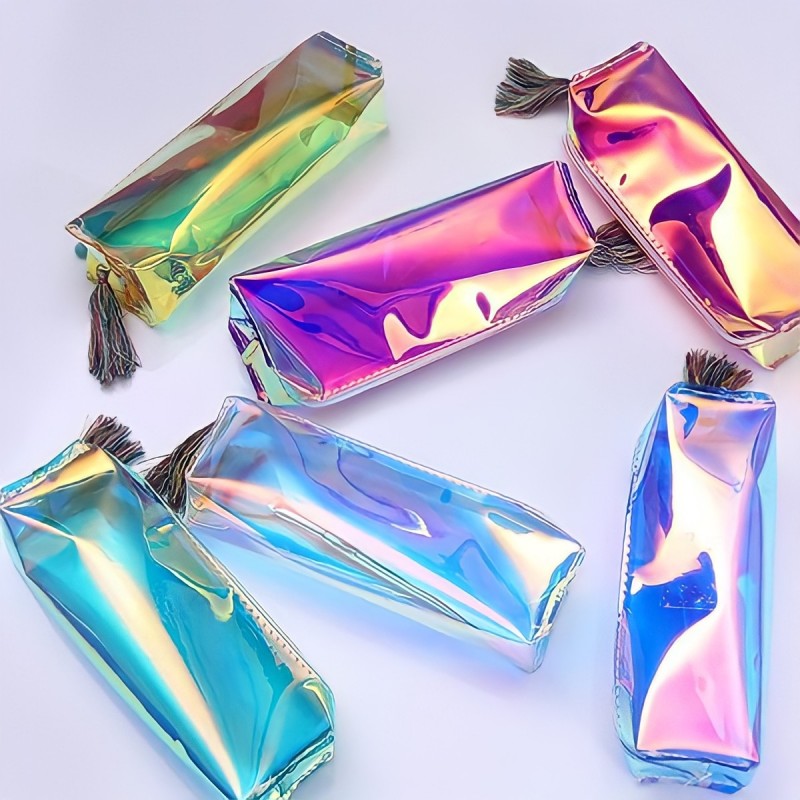 Hộp bút trong suốt ánh cầu vồng chuyển sắc Hologram độc lạ