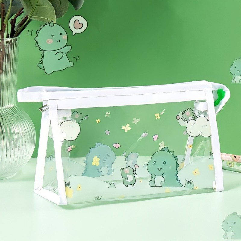 Túi Đựng Bút Trong Suốt Cỡ Lớn Có Khóa Kéo Họa Tiết Hoạt Hình Dễ Thương DIY
