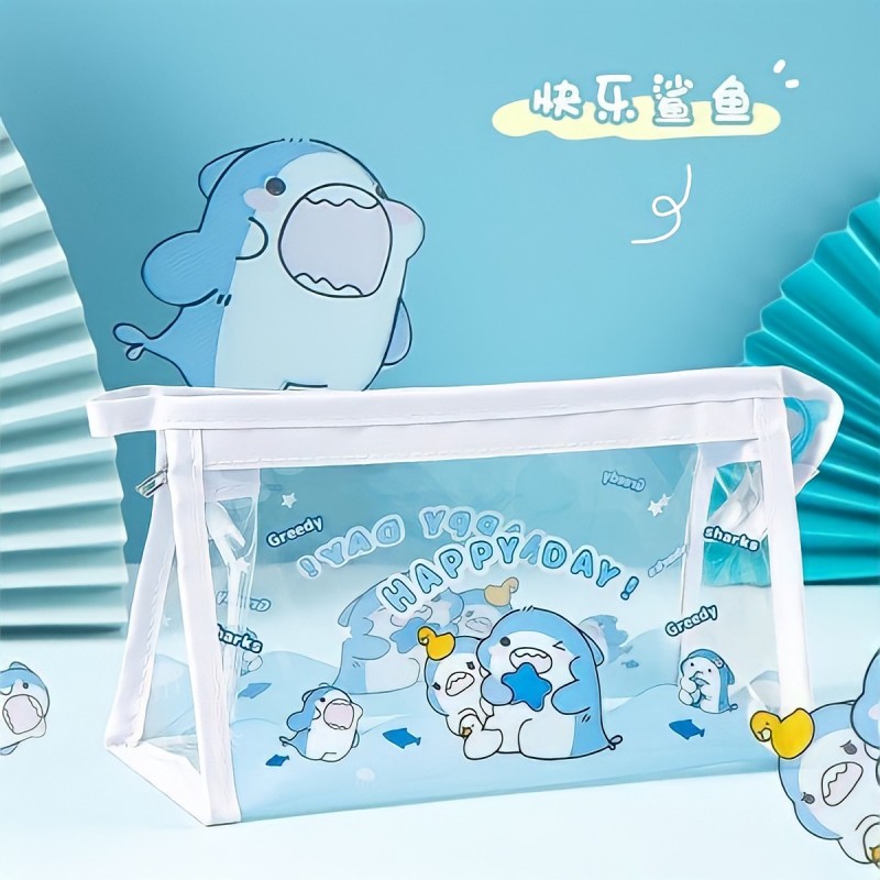 Túi Đựng Bút Trong Suốt Cỡ Lớn Có Khóa Kéo Họa Tiết Hoạt Hình Dễ Thương DIY