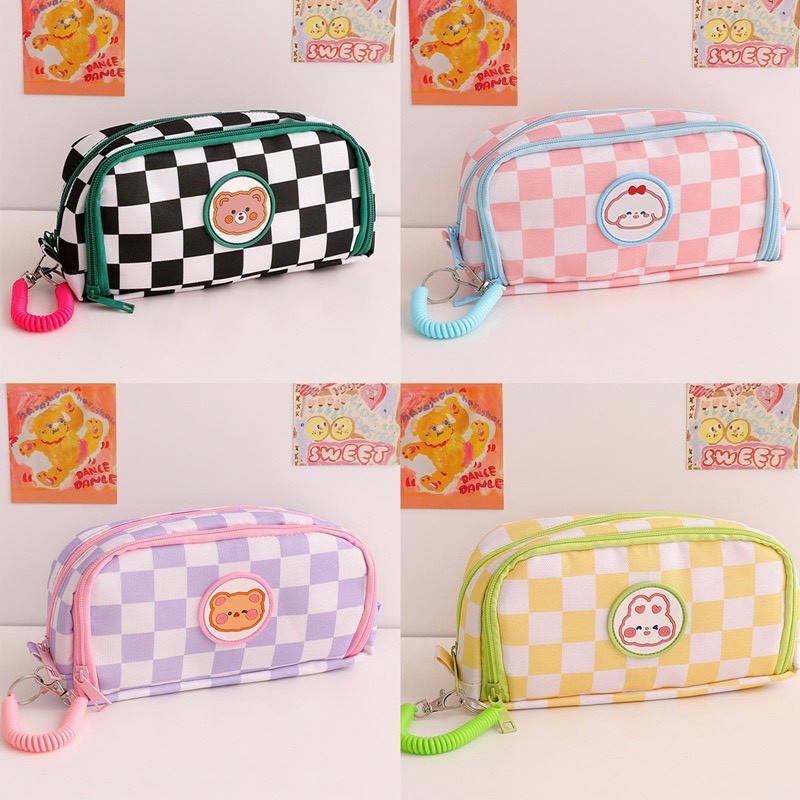 Túi Đựng Bút Bằng Vải canvas Hình Gấu Hoạt Hình Dễ Thương