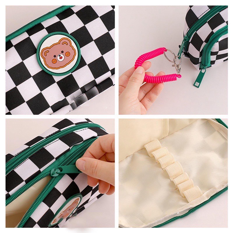 Túi Đựng Bút Bằng Vải canvas Hình Gấu Hoạt Hình Dễ Thương