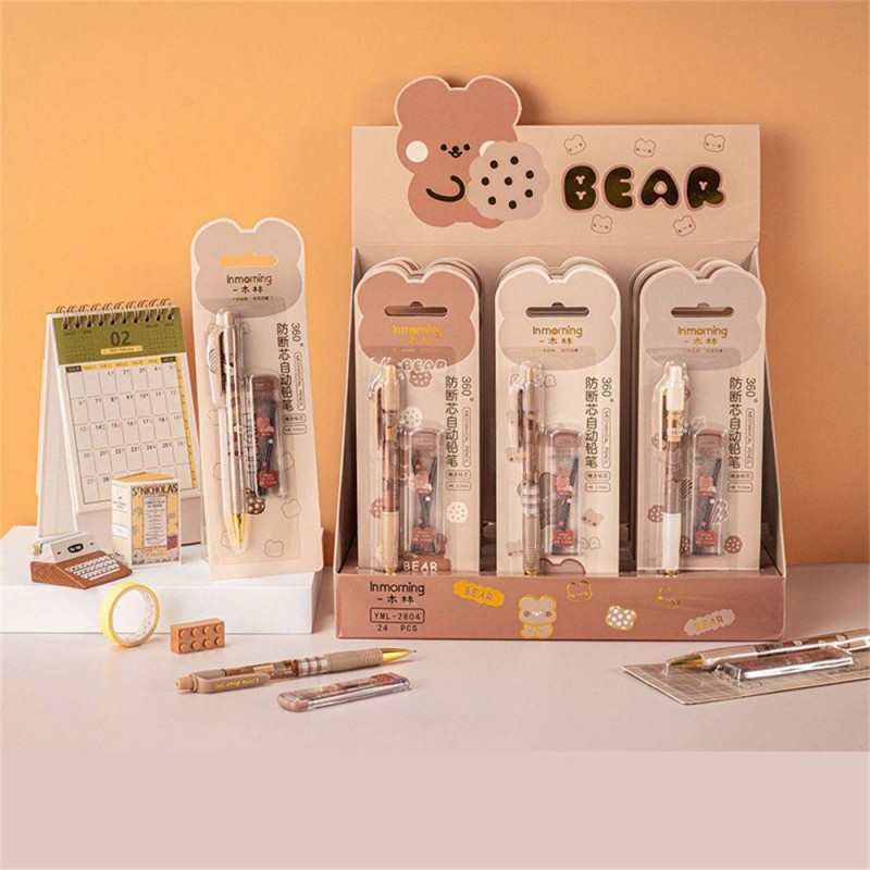 Bộ bút chì bấm tự động họa tiết gấu xinh xắn