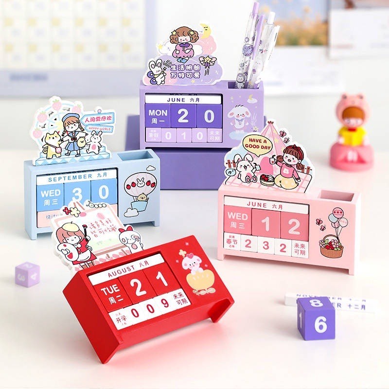 Lịch bàn bằng gỗ Kawaii