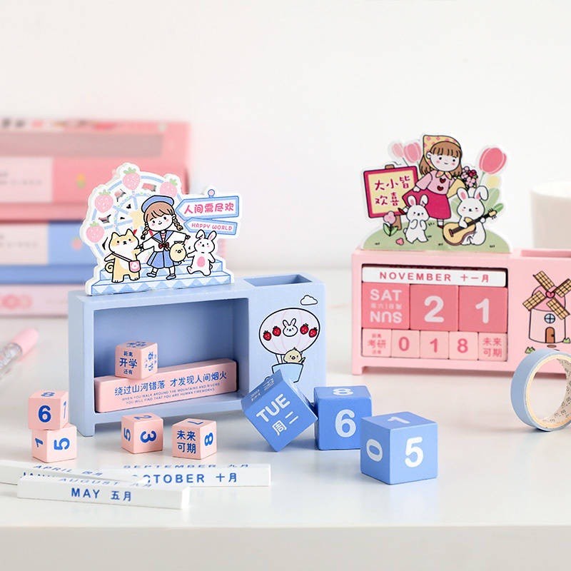Lịch bàn bằng gỗ Kawaii