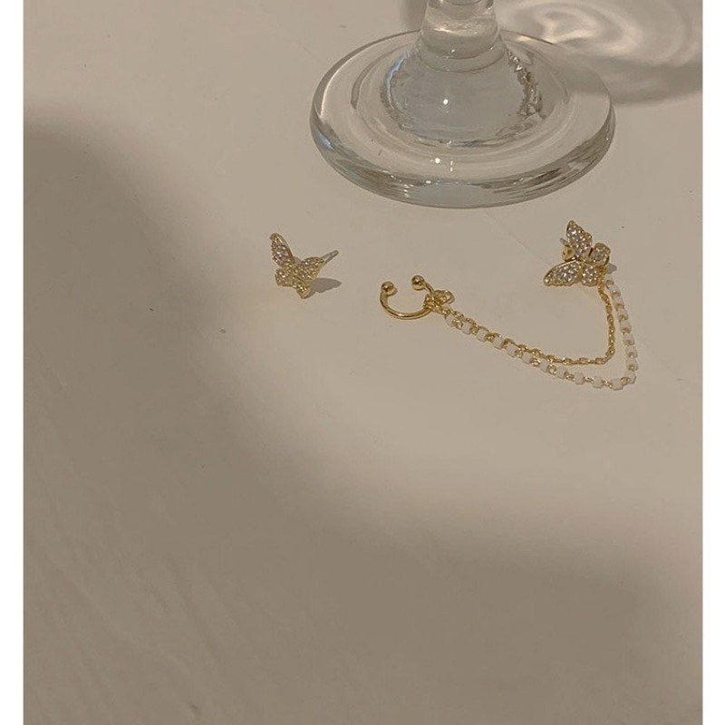 Bông tai hình bướm bằng kim loại thanh lịch 