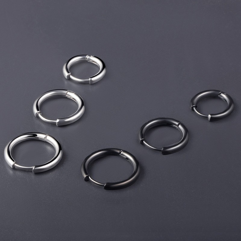 Khuyên tai unisex thép không rỉ 2 màu nhiều kích cỡ