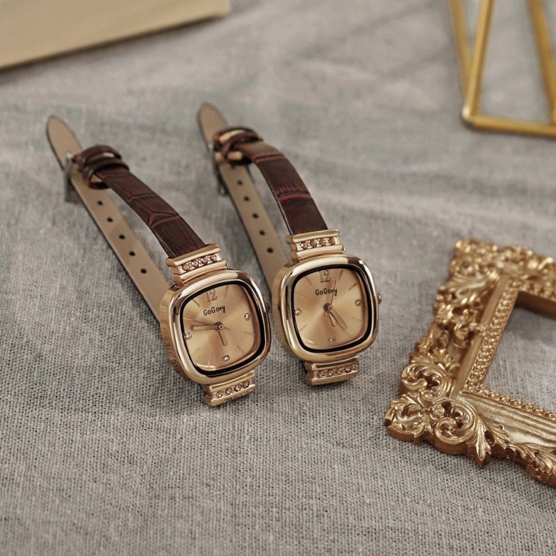 Đồng Hồ Nữ Dây Da Cao Cấp Mặt Vuông 