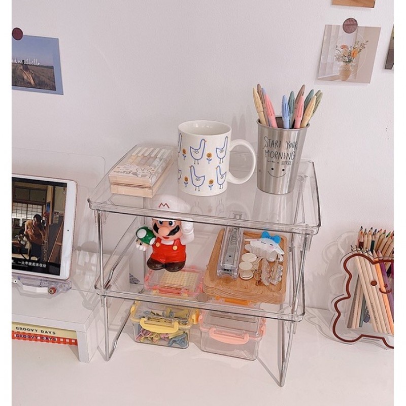 ￼Kệ để bàn mặt acrylic trong suốt có thể xếp chồng 